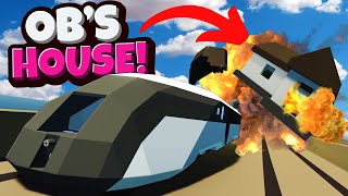 I Destroyed OBs House with a ROCKET TRAIN in Stormworks Multiplayer [upl. by Katee]