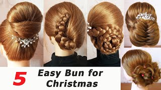 5 Simple Bun Hairstyles Step By Step ❤️ Beautiful Updos for Christmas ❤️ Coiffures Simples [upl. by Irrab]