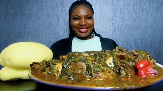 Asmr mukbang delicious atama soup with plantain fufu [upl. by Mirna]