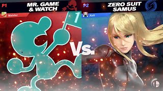 Maister Mr Game amp Watch vs AoS Zero Suit Samus  11 May 23 [upl. by Anaugahs]