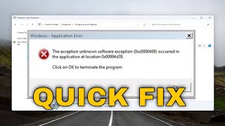 Fix 0xc0000409 Exception Unknown Software Exception Error Solution [upl. by Rudy]