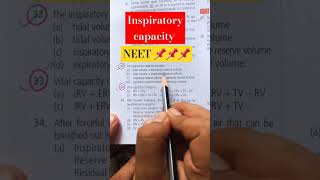 Inspiratory capacity NEET QUESTION youtubeshort neet biologybook [upl. by Odlauso]