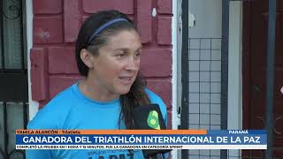 Yamila Alarcón  Ganadora del triatlón de La Paz en categoría Sprint [upl. by Ayekahs]