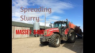 Massey 6480spreading slurry [upl. by Sicnarf]