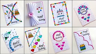 8 Easy amp Beautiful white paper Handmade Happy Birthday Greeting Card making 2024DIY Birthday Card [upl. by Neelrac]