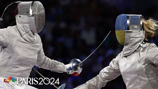 Olga Kharlan leads Ukraine fencing to GOLD in womens team sabre at Paris Olympics  NBC Sports [upl. by Marie739]