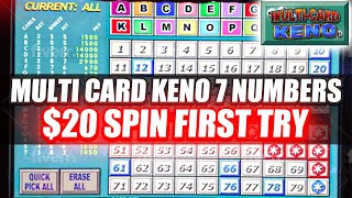 Multi Card Keno 7 Numbers 20 Spin First Try [upl. by Lyall]