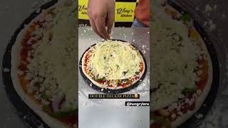 Double decker pizza doubledeck pizza pizzatoppings pizzacheeseburst pizzalover pizzarecipe [upl. by Delmer]