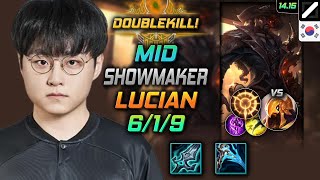 Lucian Mid Build ShowMaker Blade of The Ruined King  LOL KR Challenger Patch 1415 [upl. by Auqinihs]