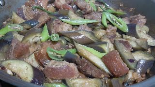 pork belly with eggplant simple recipe easy to cook masarapnaulam [upl. by Sremmus74]