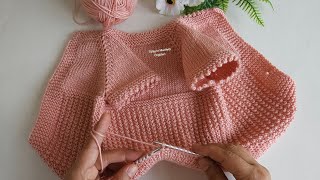 1 Yumaktan 1 Yelek 🎉 Yakadan Başlama Kolay Örgü Bebek Yeleği Modeli knitting [upl. by Loria]