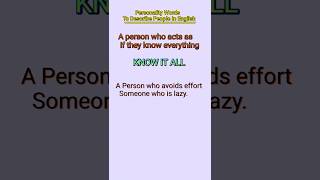 Interesting Personality Words In EnglishUnique People Personality Wordsenglishlearningenglish [upl. by Dunston873]