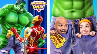 Fake Superheroes vs Real Superheroes Sneaking Into the Movies Challenge [upl. by Bergman]