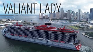 Valiant Lady Departure From Miami  DRONE FOOTAGE  The ADULTS ONLY Cruise Ship [upl. by Mehelhteb]