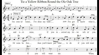 TIE A YELLOW RIBBON ROUND THE OLE OAK TREE Play amp Sing Along Backing Track Lyrics Chords [upl. by Niriam]