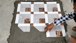 Professional Bedroom Floor Construction Workers Use Wood Imitation Ceramic Tiles With Size 60 x 90cm [upl. by Oiluarb]