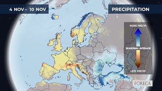 Monthly precipitation forecast for Europe 27102024 [upl. by Rosenthal]