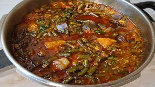 GUJARATI STYLE CHORI BATATA RINGAN NU SHAAK  WINTER SPECIAL  LONG BEANS POTATOES EGGPLANT SUBZI [upl. by Enella290]