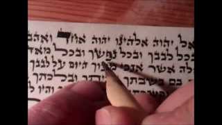 Writing a mezuzah and taggin כתיבת מזוזה ותיוג [upl. by Kcireddor781]