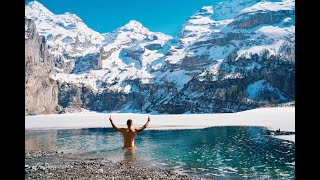 Ice bath in Magical OeschinenSee  Switzerland [upl. by Danete326]