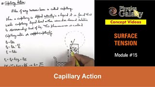 Class 11 Physics  Surface Tension  15 Capillary Action  For JEE amp NEET [upl. by Yllop247]