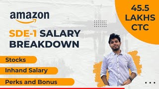 Amazon SDE1 Inhand Salary Revealed  455 Lakhs CTC Breakdown with Base Bonus Stocks Perks [upl. by Swanson]