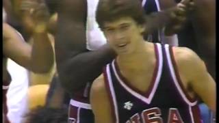 Olympics  1984 Los Angeles  Basketball  Mens Finals  USA VS Spain  1st Half Ending imasports [upl. by Aissatan118]