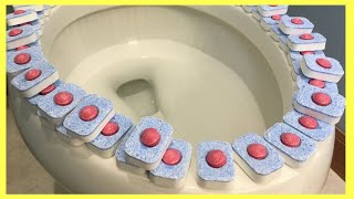 How to Clean your ENTIRE Bathroom with a DISHWASHER TAB Its a Cleaning Hack MIRACLE [upl. by Nnylarat248]