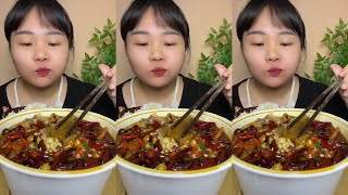 ASMR MUKBANG eating show noodles soup boiled meatball with sauce vegetable yummy [upl. by Mcgrody]