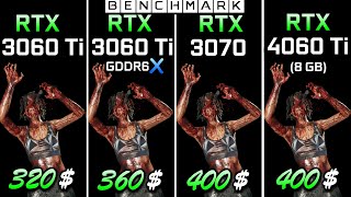 RTX 4060 Ti vs RTX 3060 Ti vs RTX 3060 Ti GDDR6X vs RTX 3070  Test  1080p  1440p [upl. by Carolin]