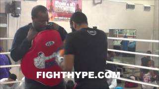 LAMONT PETERSON HITS THE BODY SHIELD IN PREPARATION FOR DANNY GARCIA [upl. by Ahtamat]