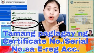 paano mag add ng Tesda NCll certificate sa eregistration accountEreg problem MAMAGOALCHANNEL [upl. by Gianni647]