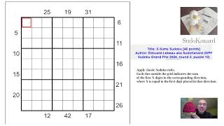 Eng XSums Sudoku by SudoKanard WPF Sudoku Grand Prix 2024 round 2 puzzle 10 [upl. by Dnaletak]