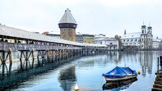 First snowfalls of this winter in Lucerne Switzerland 🇨🇭 Winter 2022 ❄️ [upl. by Atalanti647]