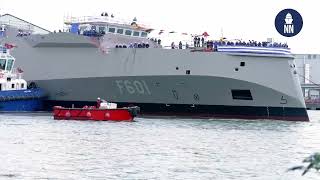 Greece’s First FDI HN Frigate quotKimonquot Technically Launched by Naval Group [upl. by Norby]