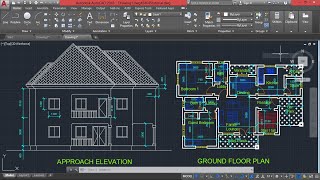 Full Building Plan drawing in AutoCAD Part 4 Approach Elevation [upl. by Koralie]