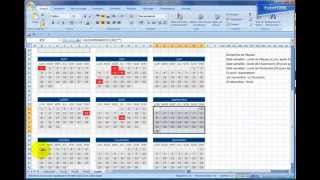 Excel 2007 Réalisez un calendrier avec des jours fériés en 30mn [upl. by Nonnah892]