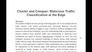 Cluster and Conquer Malicious Traffic Classification at the Edge [upl. by Oicapot]