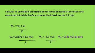 Calcular la velocidad promedio de un móvil si partió al este con una velocidad inicial de 2ms y su [upl. by Nagear235]