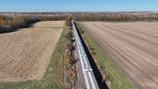 Drone video of Union Pacific grain train on the Spine Line [upl. by Egamlat]