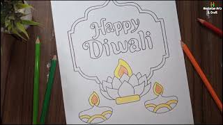 Diwali Poster  Easy Drawing Green Diwali  Diwali Drawing 💡 [upl. by Anoved977]