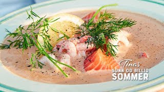 Oppskrift Slik lager du Tinas sommerlige fiskesuppe med reker og laks [upl. by Ohploda]