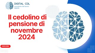 PENSIONI  cedolino di pensione di novembre 2024 [upl. by Nerty237]