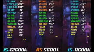 AMD Ryzen 5 5600X vs i5 11600K vs Intel i5 12600K Gaming Performance ComparisonBest MidRange CPU [upl. by Aleemaj]