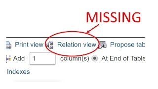 Relation view missing phpMyAdmin fix [upl. by Bren]