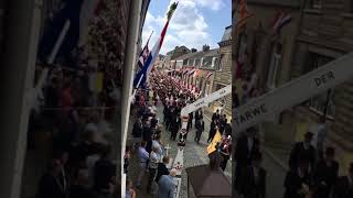 Koninklijke Harmonie Sainte Cécile speelt processiemars La Saint Hubert in de Kerkstraat te Eijsden [upl. by Aynotel]