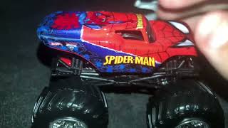 Hot Wheels 164 Scale Monster Jam SpiderMan with Crushable Car [upl. by Ollopa471]