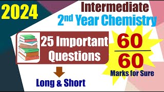 Inter 2024 Inter chemistry second year important questions [upl. by Anwahsad]