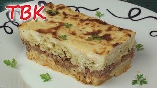 Pastitsio Recipe  Baked Pasta with Meat and Bechamel Topping [upl. by Demahum]