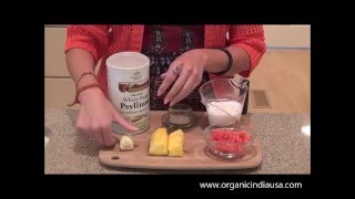 Making Psyllium Husk Watermelon Smoothies with Organic India  Pineapple Watermelon Smoothie [upl. by Nylodnew]